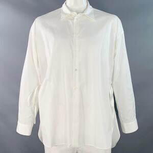 TOIRONIER One Size White Cotton Curved Cutaway Side Ties Long Sleeve Shirt